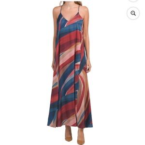 Nicole Miller New York Resort Blue and Red Maxi Sundress NWOT L